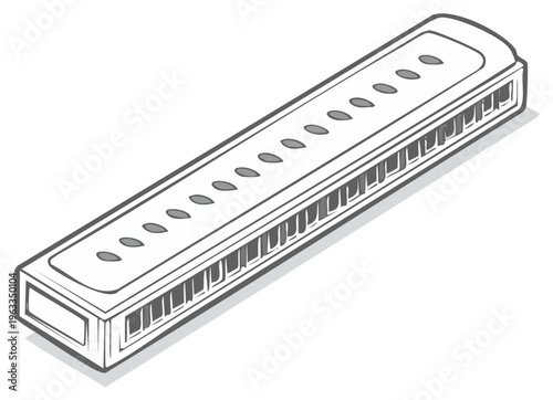Simple harmonica musical instrument drawing with shadow effect