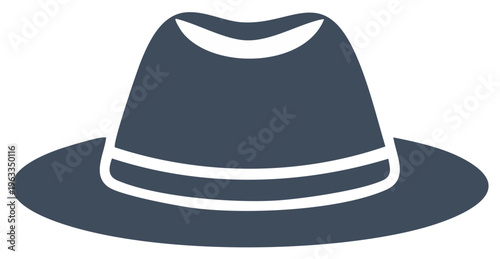 Stylish dark blue Fedora hat with white trim for men accessory fashion clothing