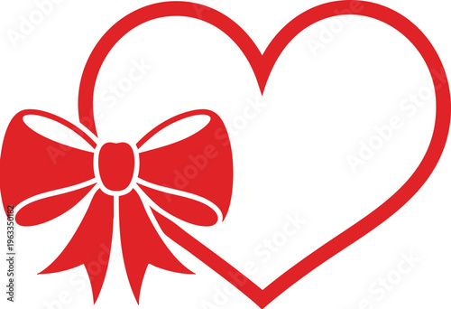Heart Shape with Ribbon Bow Romantic Love Valentine Design