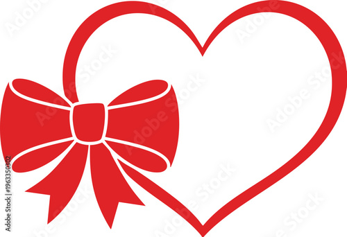 Heart Shape with Ribbon Bow Romantic Love Valentine Design
