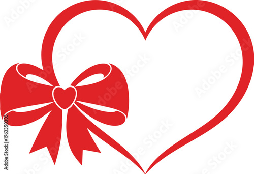 Heart Shape with Ribbon Bow Romantic Love Valentine Design