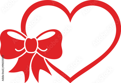 Heart Shape with Ribbon Bow Romantic Love Valentine Design