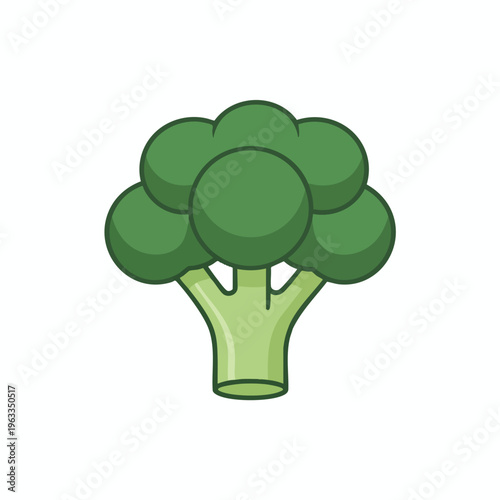 A simple green broccoli floret with a thick outline