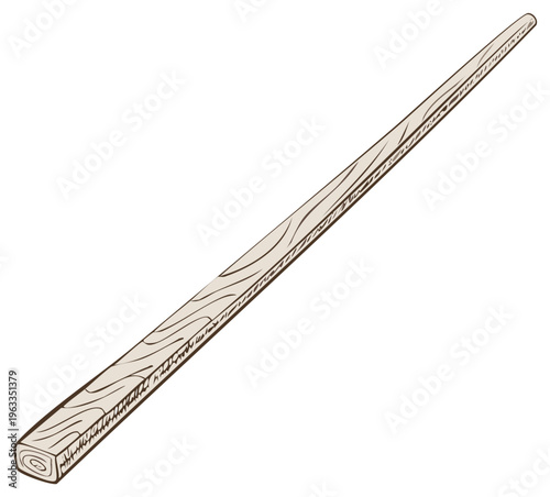 Wizarding wand illustration: Wooden magic stick, spell craft tool for witchcraft and sorcery casting fantasy stories