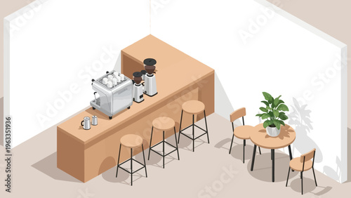 Coffee Shop Barista Preparing Coffee Drinks.