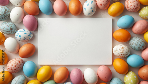 Easter eggs in vibrant tones composing a festive and cheerful scene.