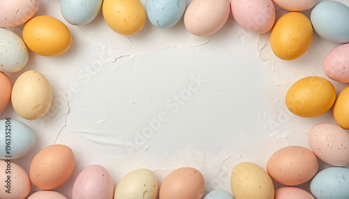 Painted eggs decoration in a cheerful and colorful frame.