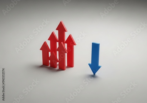 Conceptual symbolic image showing rising expenses and falling income, representing inflation pressure and financial imbalance