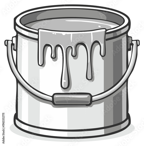 Cartoon Style Paint Bucket with Drips