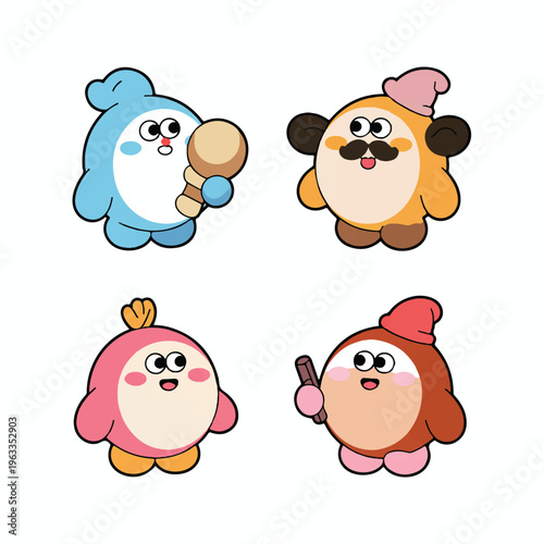 Cartoon Characters Collection: Delightful cartoon characters, a vibrant and cheerful ensemble of charming figures. This image highlights their unique design, each with its own distinctive personality.