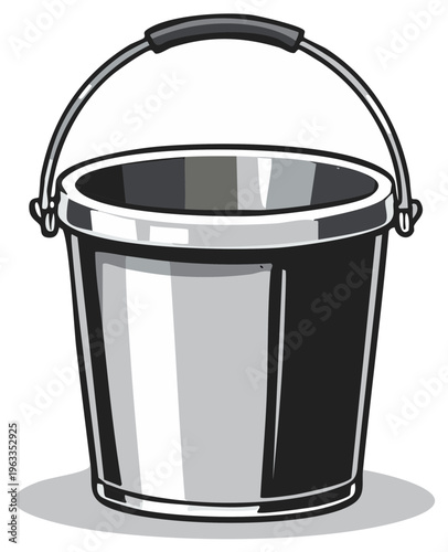 Illustration of a Metal Bucket with Handle for Cleaning, Gardening or Other Purposes