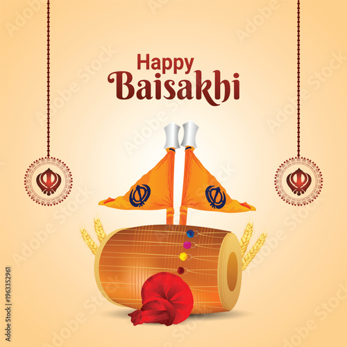 Happy Baisakhi Sikh Festival Celebration Vector