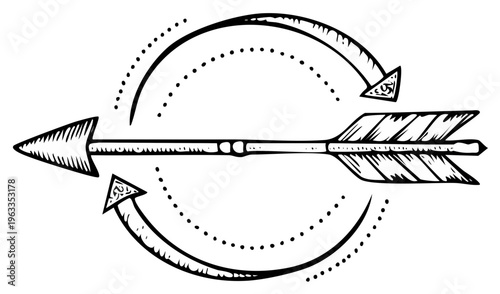 Hand Drawn Arrow Symbol Illustrating Movement and Direction