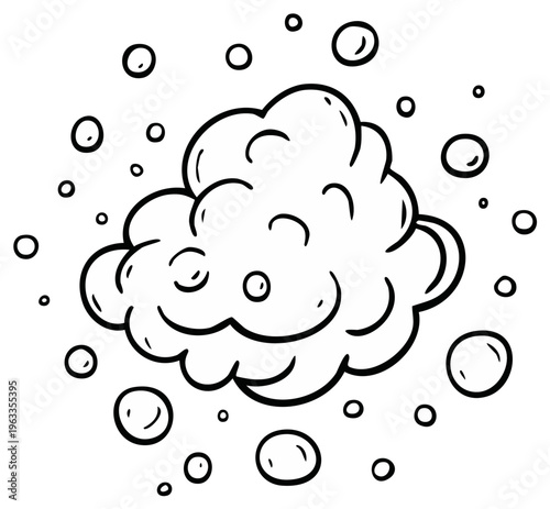 Cartoon Bubbles Illustration Black and White Drawing Air Foam Suds Icon Element