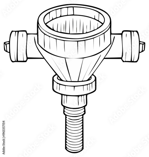 Plumbing component illustration a cross-shaped pipe fitting with threaded connections
