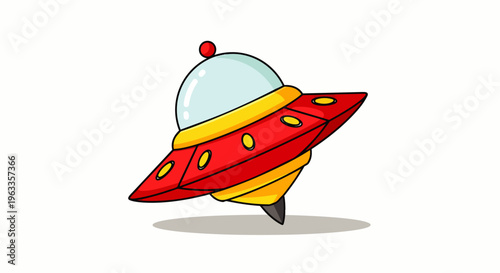 a cartoon ufo spaceship flying saucer vector toy perfect for alien outer space exploration and science fiction design.