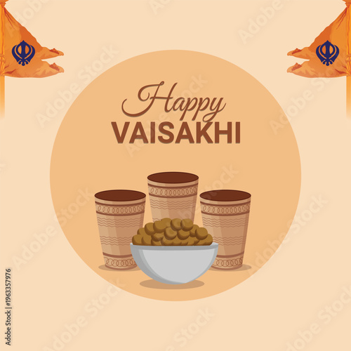 Happy Vaisakhi Traditional Punjabi Festival Vector