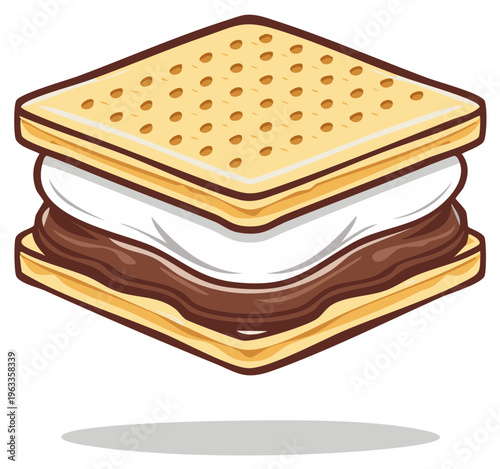 Delicious s'more dessert featuring a toasted marshmallow and chocolate bar between graham crackers.