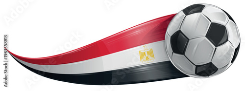 Soccer ball with the colors of the Egypt flag, realistic effect. vector illustration