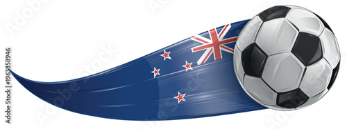 New Zealand  flag with soccer ball . vector illustration