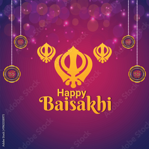 Happy Baisakhi Khanda Symbol Festive Vector