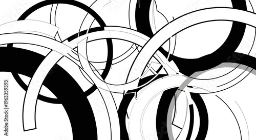 Black and white abstract shapes.