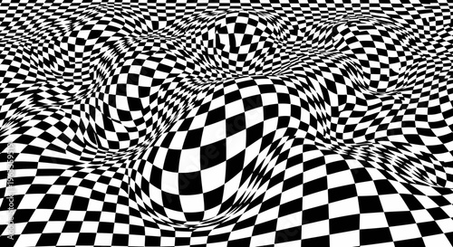 Black and white checkered optical illusion.