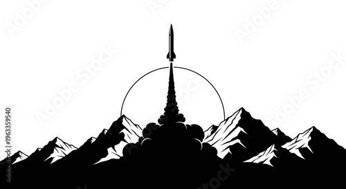 Black silhouette of a mountain range.