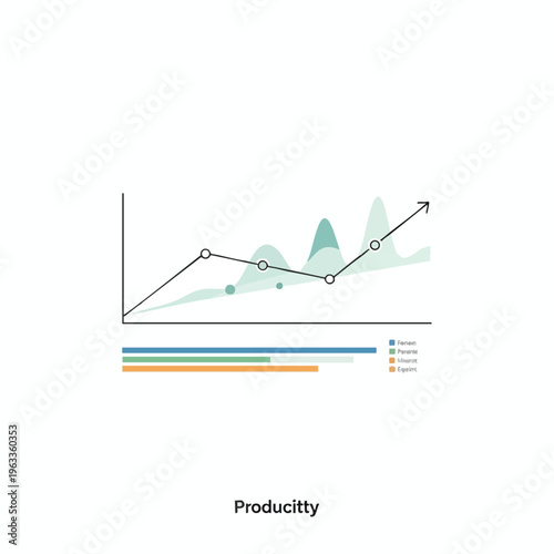 Line graph with peaks, troughs, and data points, over bar chart