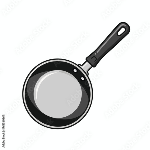 Gray and black frying pan with a smooth interior and black handle
