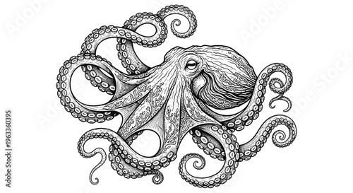 Detailed illustration of an octopus.
