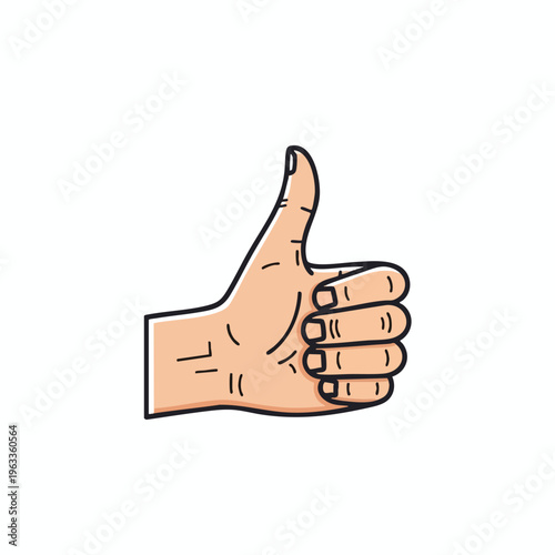 A simple cartoon hand with skin tone, thumb up, and fingers curled