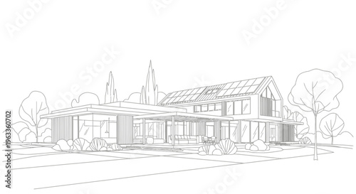 Large house with gable roof design.