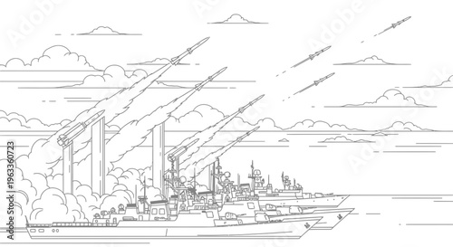 Large Industrial Ship Sailing Ocean.