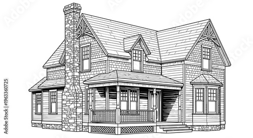 Large house with a porch.