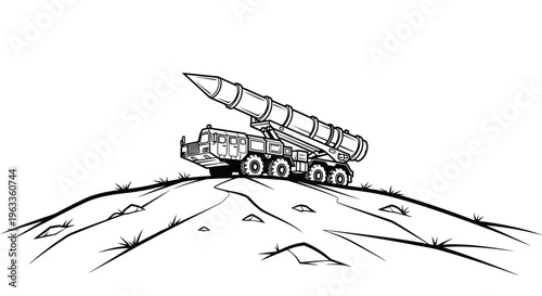 Large military missile launcher vehicle parked.