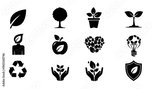 Eco friendly icons for sustainable living and environmental awareness