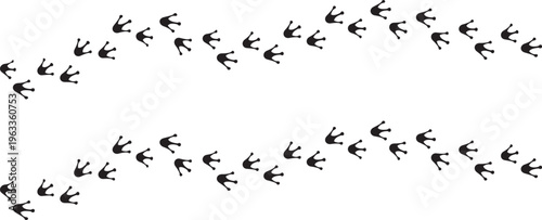 Bird Footprints Trail Vector, Animal Track Pattern, Bird Steps Silhouette Path, Footprint Background Design