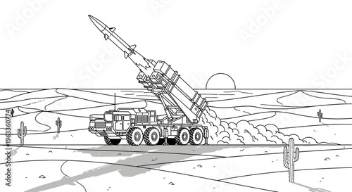 Large military rocket launcher vehicle system.