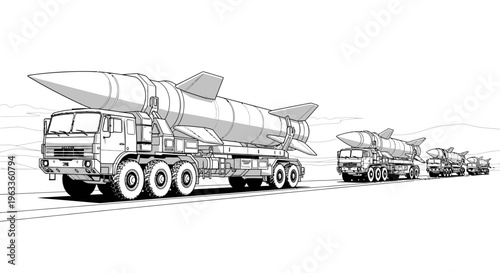 Large military truck carrying missile.