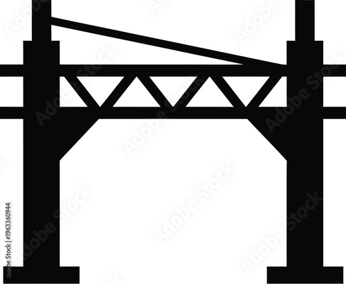 Construction scaffolding silhouette structure for building support and renovation on transparent background