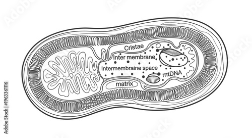 Mitochondria cell organelle structure diagram.