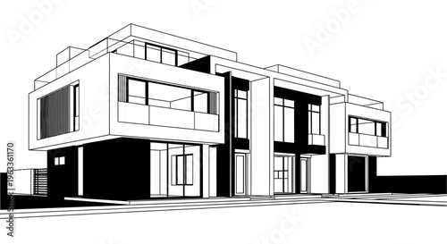 Modern House Building Architecture Design.