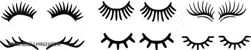 Eyelash Vector Set, False Lashes Silhouette Collection Beauty Makeup Icons for Salon and Cosmetic Design