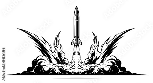 Rocket Launching into the Sky Fast.