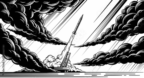 Rocket Ship Launching Into Space 1.