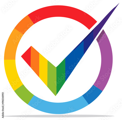 Rainbow Correct Checkmark Circle Verification Colorful Approval Graphic