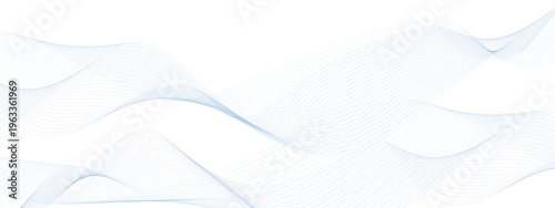 Abstract blue wave melody lines with flowing mesh curves and dynamic grid pattern on transparent background, digital network concept for modern technology banner vector design