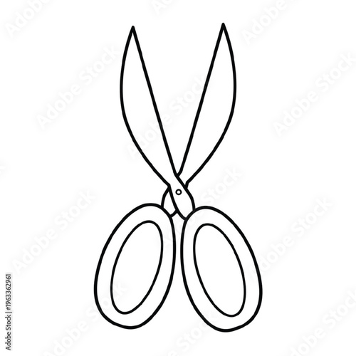 Simple Pair of Scissors Line Art Illustration - Minimalist Stationary Vector Icon