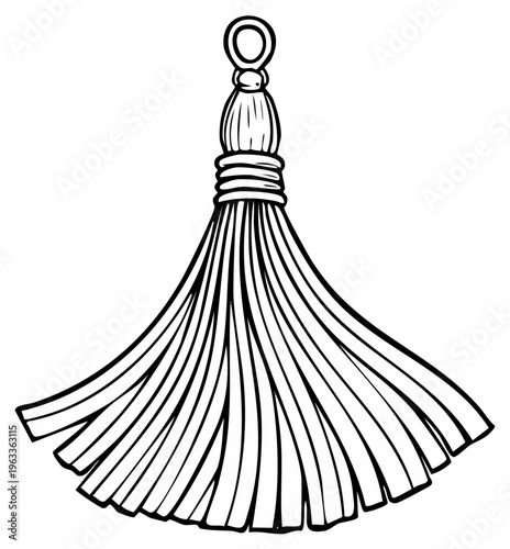 Elegant tassel with delicate strings hand drawn detailed design for decoration and crafts